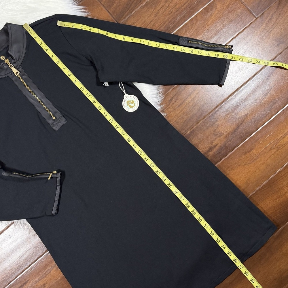 Spartina 449 Women's Size XL Black Vegan Leather Trim Nora Half Zip Dress - Picture 3 of 10